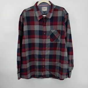 VTG Grunge Cozy Woodsmen Men's Red/Gray Plaid Button Down Shirt Flannel Sz2XL